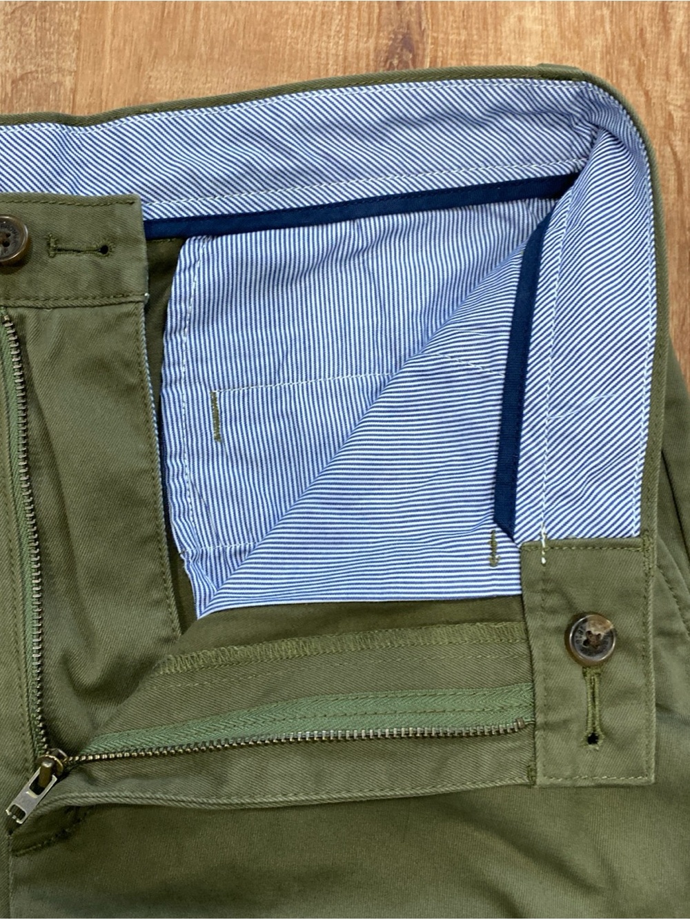 Brooks Brothers Clark Chino Pants Mens 33x32 Cotton Stretch Olive Green Straight - Picture 7 of 12